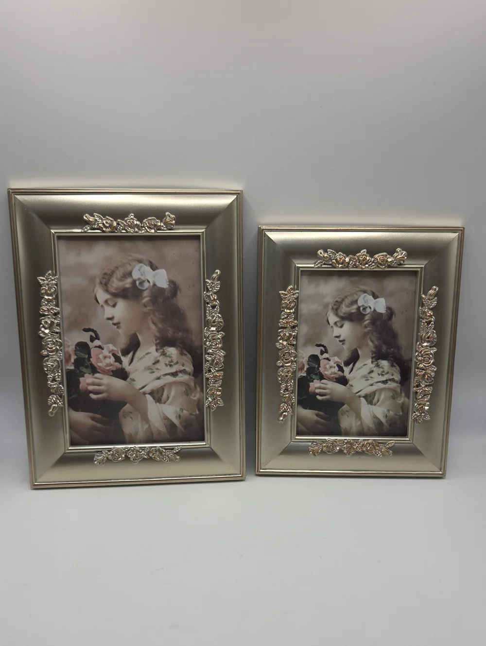 Elegant Silver/gold  Floral Accent Picture Frame - Set of 2 Vintage
